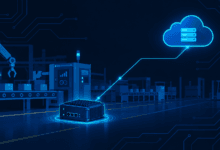 Edge computing device on a factory floor processing sensor data locally