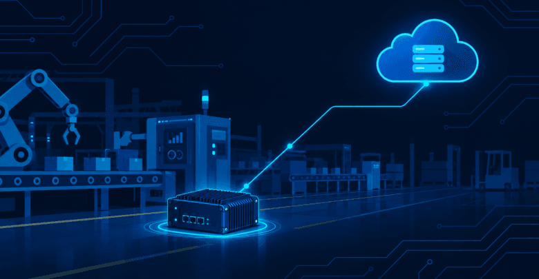 Edge computing device on a factory floor processing sensor data locally