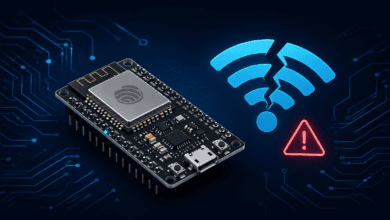 ESP32 board struggling to connect to WiFi router illustrating troubleshooting guide